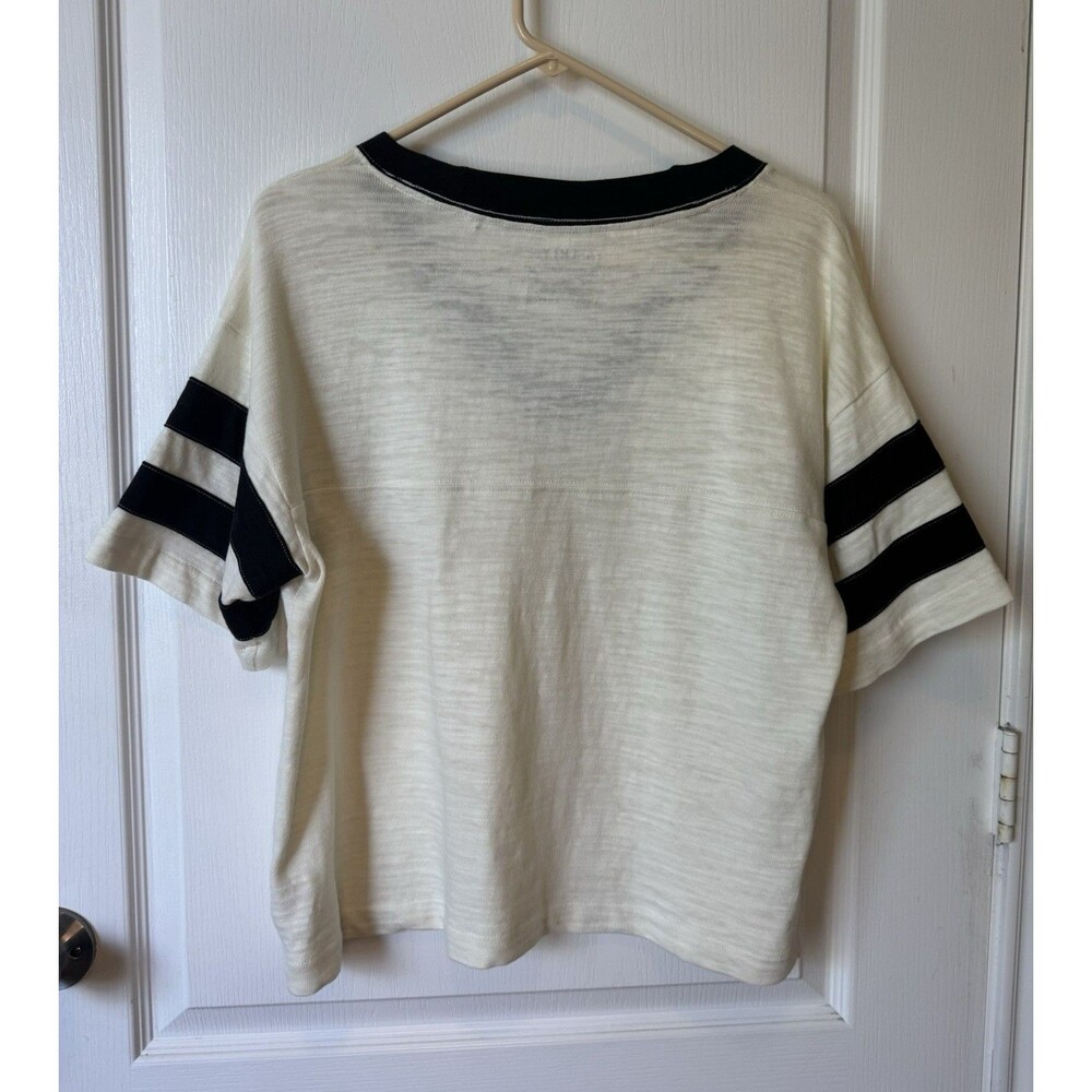 NWOT Faherty  Slub Varsity V Neck Tee Size Medium Striped Organic Cotton - Picture 4 of 13